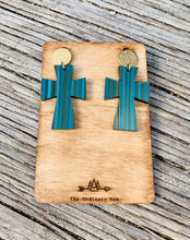 Load image into Gallery viewer, Brushed Turquoise Cross