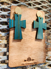 Load image into Gallery viewer, Brushed Turquoise Cross